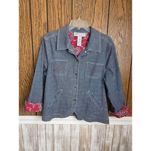 Women's Sag Harbor Blue Jean Jacket with Red Bandana Lining 12P